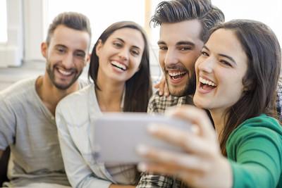 Group of friends taking a selfie in Charleston, SC