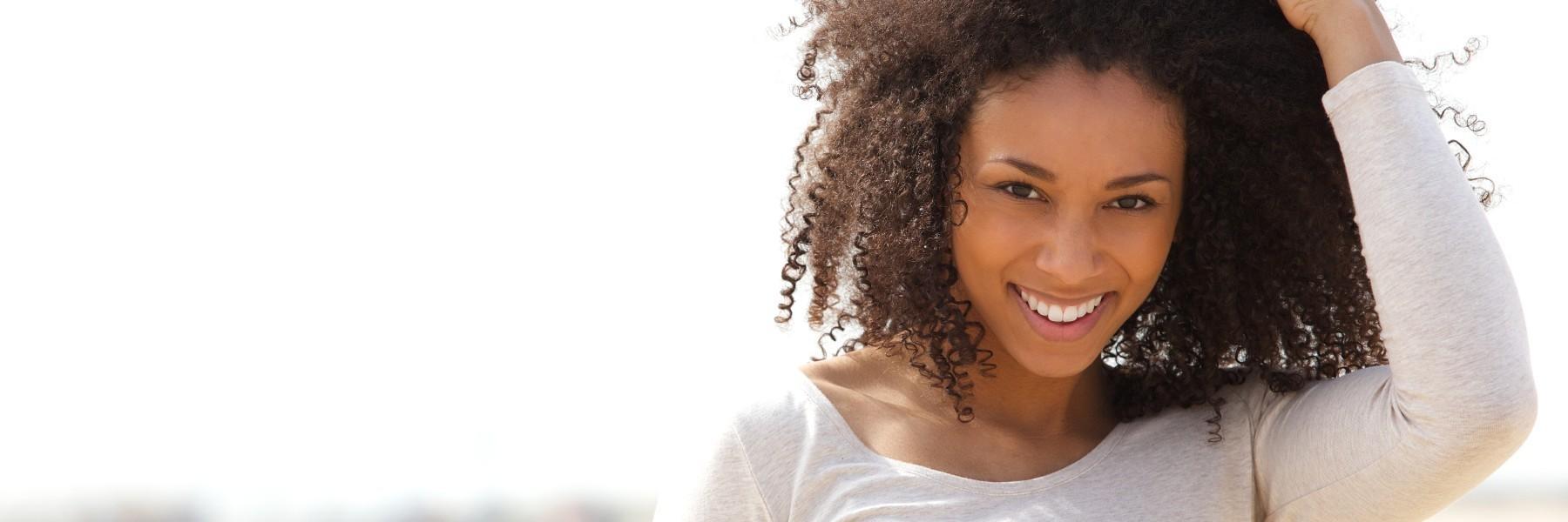 Woman smiling at cosmetic dentist near me Mt Pleasant SC